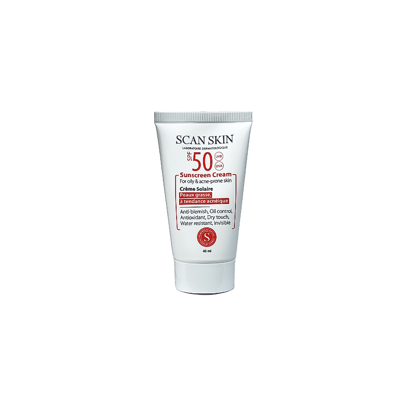 Scan Skin Oil-Free SPF Cream 40ml-1 کرم ضدآفتاب اسکن اسکین بی رنگ مناسب پوست چرب 40ml - Image 1