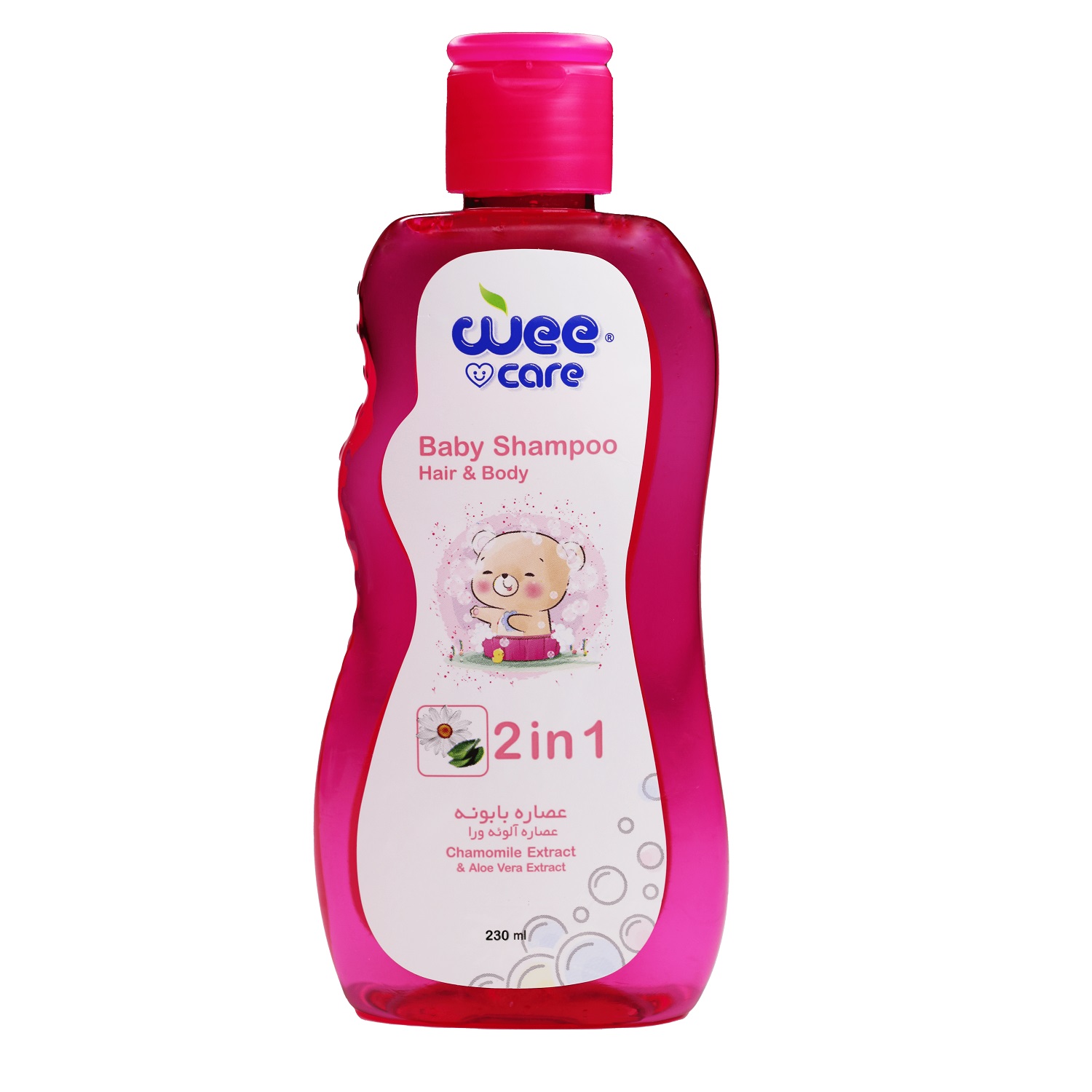wecare-baby-shampoo-chamomile-aloevera شامپو سر و بدن کودک بابونه و آلوئه ورا وی کر 230ml - Image 1