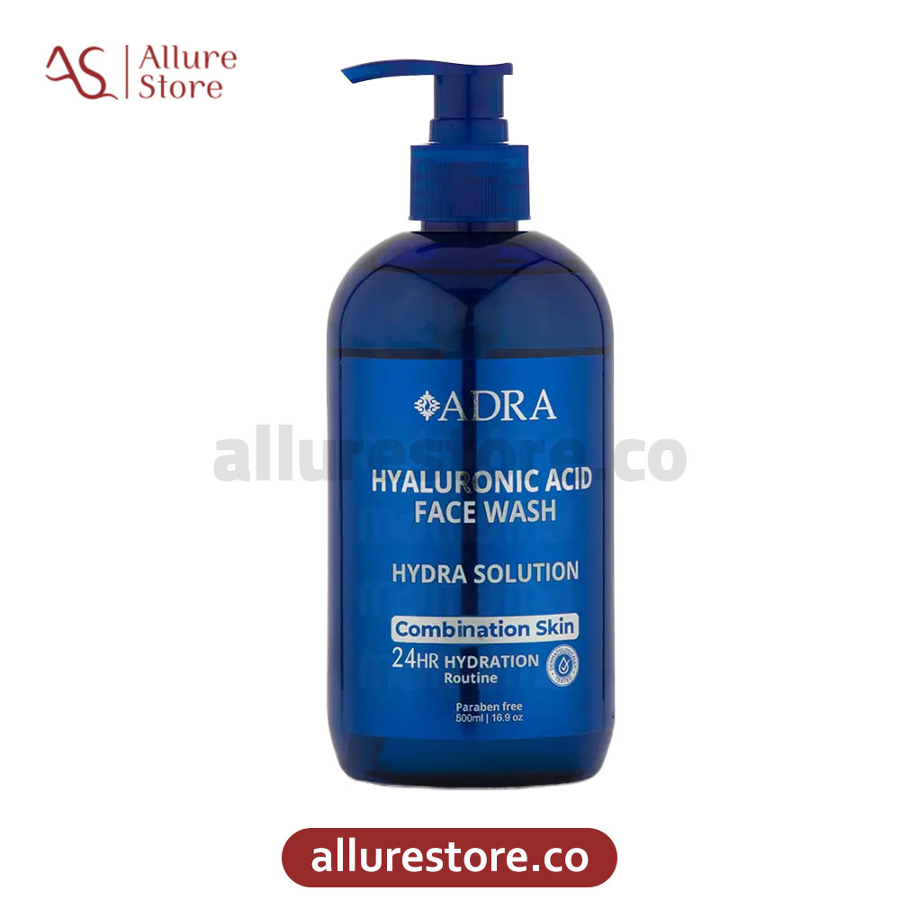 ژل شستشوی صورت حاوی هیالورونیک اسید آدرا 500ml ژل شستشوی صورت حاوی هیالورونیک اسید آدرا 500ml