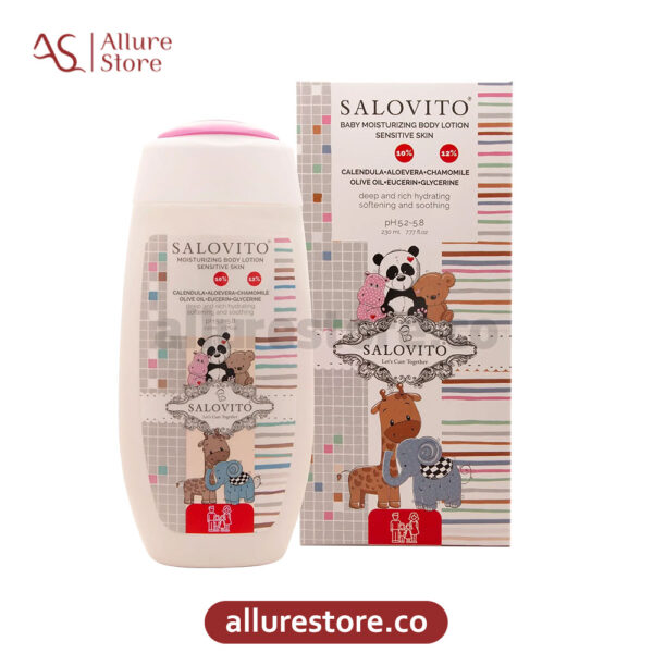 لوسیون مرطوب کننده بدن کودک سالوویتو 10% آلوئه ورا (مناسب بالای یک سال) 230ml آلور استور