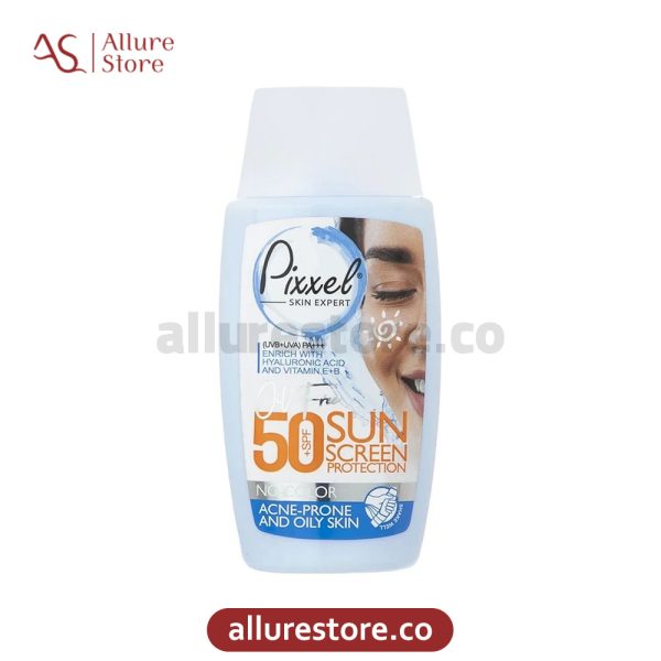 کرم ضد آفتاب بدون رنگ پیکسل SPF 50 مناسب پوست های چرب، جوش دار و مختلط 50ml آلور استور